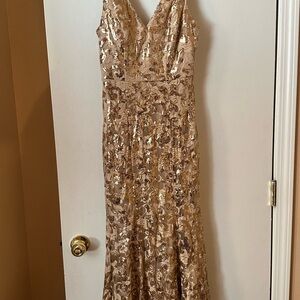 Macy's Shimmering Gold Maxi Dress